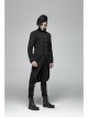 Stand-Up Collar Front Metal Button Vintage Cashew Lace Open Fork Front Hem Black Gothic Coat