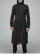 Stand-Up Collar Front Leather Button Long Sleeve Black Gothic Jacket