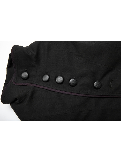 Stand-Up Collar Front Leather Button Long Sleeve Black Gothic Jacket