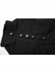 Stand-Up Collar Front Leather Button Long Sleeve Black Gothic Jacket