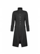 Stand-Up Collar Front Leather Button Long Sleeve Black Gothic Jacket