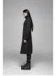Stand-Up Collar Front Leather Button Long Sleeve Black Gothic Jacket