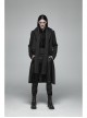 Stand-Up Collar Front Leather Button Long Sleeve Black Gothic Jacket