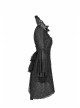 Fake Two-Piece Stand-Up Collar Front Chest Button Flare Sleeve Back Waist Lace-Up Black Gothic Jacquard Splice Lace Mesh Coat