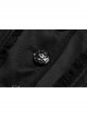 Fake Two-Piece Stand-Up Collar Front Chest Button Flare Sleeve Back Waist Lace-Up Black Gothic Jacquard Splice Lace Mesh Coat