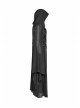 Front Chest Metal Buckle Leather Strap Long Sleeve Black Punk Hooded Coat
