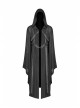 Front Chest Metal Buckle Leather Strap Long Sleeve Black Punk Hooded Coat