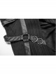 Front Chest Metal Buckle Leather Strap Long Sleeve Black Punk Hooded Coat