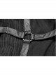 Front Chest Metal Buckle Leather Strap Long Sleeve Black Punk Hooded Coat