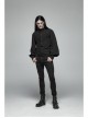 High Collar Metal Retro Button Front Chest Pressure Pleated Lantern Sleeve Black Gothic Shirt