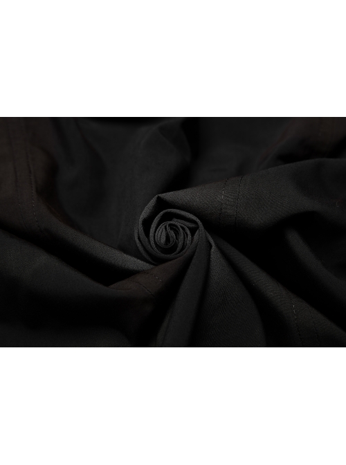 High Collar Metal Retro Button Front Chest Pressure Pleated Lantern Sleeve Black Gothic Shirt
