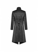 Stand-Up Collar V-Neck Front Metal Zipper Back Waist Lace-Up Black Gothic Retro Jacquard Coat
