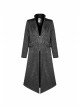 Stand-Up Collar V-Neck Front Metal Zipper Back Waist Lace-Up Black Gothic Retro Jacquard Coat