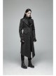 Stand-Up Collar V-Neck Front Metal Zipper Back Waist Lace-Up Black Gothic Retro Jacquard Coat