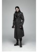 Stand-Up Collar V-Neck Front Metal Zipper Back Waist Lace-Up Black Gothic Retro Jacquard Coat