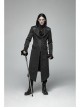 Stand-Up Collar V-Neck Front Metal Zipper Back Waist Lace-Up Black Gothic Retro Jacquard Coat