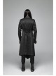 Stand-Up Collar V-Neck Front Metal Zipper Back Waist Lace-Up Black Gothic Retro Jacquard Coat