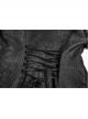 Stand-Up Collar V-Neck Front Metal Zipper Back Waist Lace-Up Black Gothic Retro Jacquard Coat