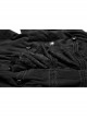 High Collar Front Chest Weave Strap Metal Retro Button Patchwork Cloth Ruffle Lantern Sleeve Lace Cuff Black Gothic Shirt