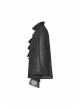 High Collar Front Chest Weave Strap Metal Retro Button Patchwork Cloth Ruffle Lantern Sleeve Lace Cuff Black Gothic Shirt