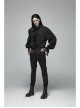 High Collar Front Chest Weave Strap Metal Retro Button Patchwork Cloth Ruffle Lantern Sleeve Lace Cuff Black Gothic Shirt