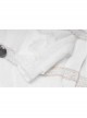High Collar Front Chest Weave Strap Metal Retro Button Patchwork Cloth Ruffle Lantern Sleeve Lace Cuff White Gothic Shirt