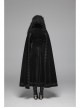 Fur Collar Slit Cloak-Shape Sleeve Back Waist Lace-Up Black Gothic Long Imitation Cashmere Coat