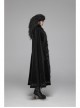 Fur Collar Slit Cloak-Shape Sleeve Back Waist Lace-Up Black Gothic Long Imitation Cashmere Coat