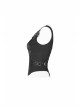Metal Buckle Strap Front Metal Zipper Back Lace-Up Black Punk Jacquard Tight Vest