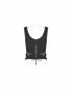 Metal Buckle Strap Front Metal Zipper Back Lace-Up Black Punk Jacquard Tight Vest