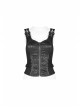 Metal Buckle Strap Front Metal Zipper Back Lace-Up Black Punk Jacquard Tight Vest