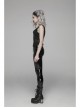 Metal Buckle Strap Front Metal Zipper Back Lace-Up Black Punk Jacquard Tight Vest
