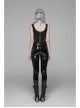 Metal Buckle Strap Front Metal Zipper Back Lace-Up Black Punk Jacquard Tight Vest