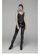 Metal Buckle Strap Front Metal Zipper Back Lace-Up Black Punk Jacquard Tight Vest