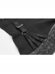 Metal Buckle Strap Front Metal Zipper Back Lace-Up Black Punk Jacquard Tight Vest