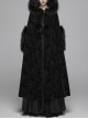 Black Gothic Fur Hood Front Fuzzy Ball Bandage Cloak