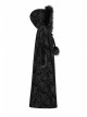 Black Gothic Fur Hood Front Fuzzy Ball Bandage Cloak