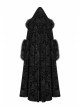 Black Gothic Fur Hood Front Fuzzy Ball Bandage Cloak