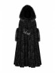 Black Gothic Fur Hood Front Fuzzy Ball Bandage Cloak