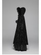 Black Gothic Fur Hood Front Fuzzy Ball Bandage Cloak