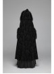 Black Gothic Fur Hood Front Fuzzy Ball Bandage Cloak