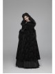 Black Gothic Fur Hood Front Fuzzy Ball Bandage Cloak