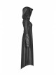 Armor-Shape Flare Sleeve Back Hem Slit Black Punk Branching Pattern Crack Knitted PU Long Coat