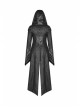 Armor-Shape Flare Sleeve Back Hem Slit Black Punk Branching Pattern Crack Knitted PU Long Coat