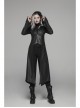 Armor-Shape Flare Sleeve Back Hem Slit Black Punk Branching Pattern Crack Knitted PU Long Coat