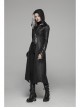 Armor-Shape Flare Sleeve Back Hem Slit Black Punk Branching Pattern Crack Knitted PU Long Coat