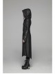 Armor-Shape Flare Sleeve Back Hem Slit Black Punk Branching Pattern Crack Knitted PU Long Coat