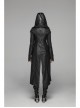 Armor-Shape Flare Sleeve Back Hem Slit Black Punk Branching Pattern Crack Knitted PU Long Coat