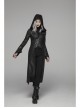 Armor-Shape Flare Sleeve Back Hem Slit Black Punk Branching Pattern Crack Knitted PU Long Coat