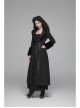 V-Neck Collar Retro Button Imitation Wool Cuffs Black Gothic Dark-Striped Jacquard Long Coat